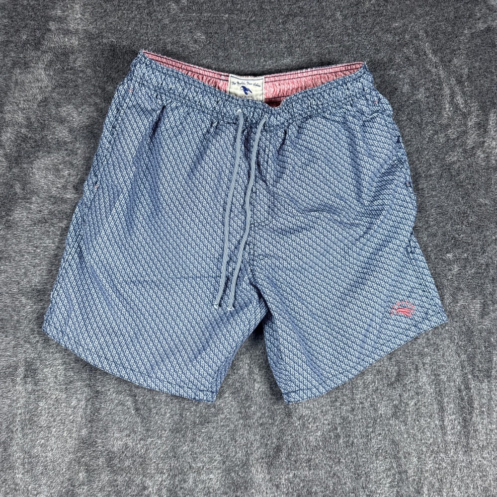 Ted Baker London Mens Blue Geometric Flag Print Swim Trunks MMC-FLAGS-FC9M